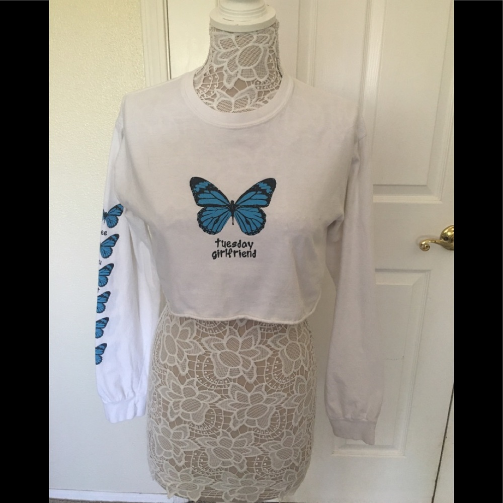 Crop  cotton top with long sleeves small